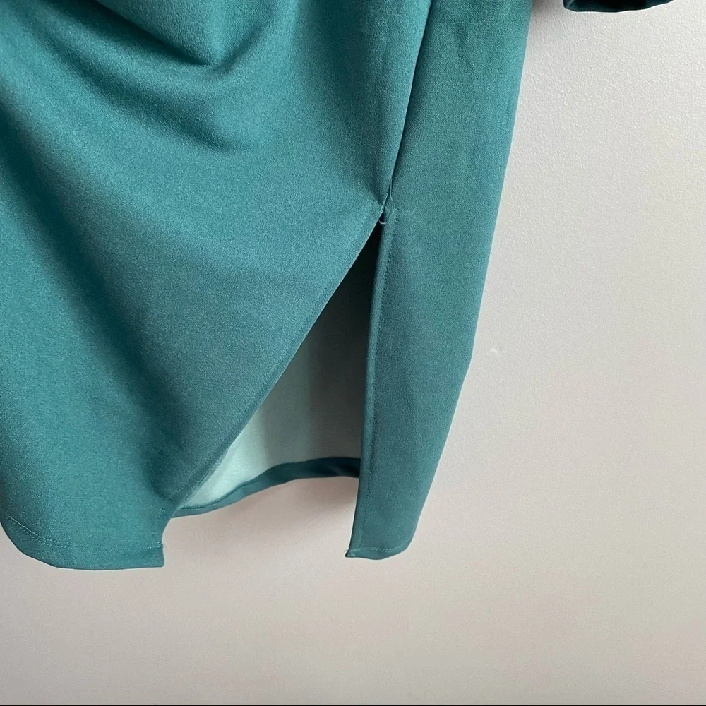 Max+Ash Cold Shoulder Long sleeves Sheath Dress with Slit In Emerald Green Sz M